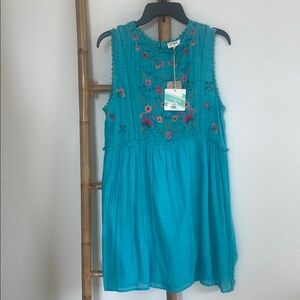 Umgee Teal Embroidered Dress